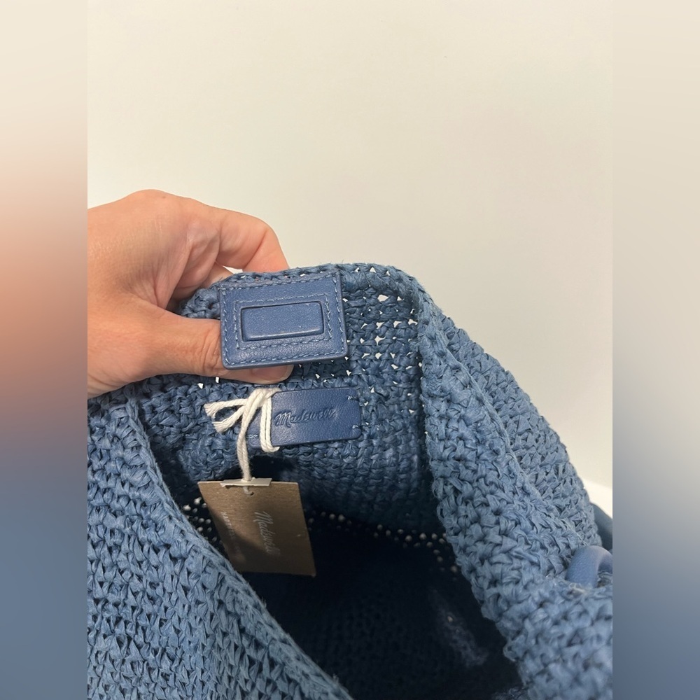 NEW Madewell The Camren Straw Bag with Leather Trim in Distant Ocean NU141 - Picture 9 of 11